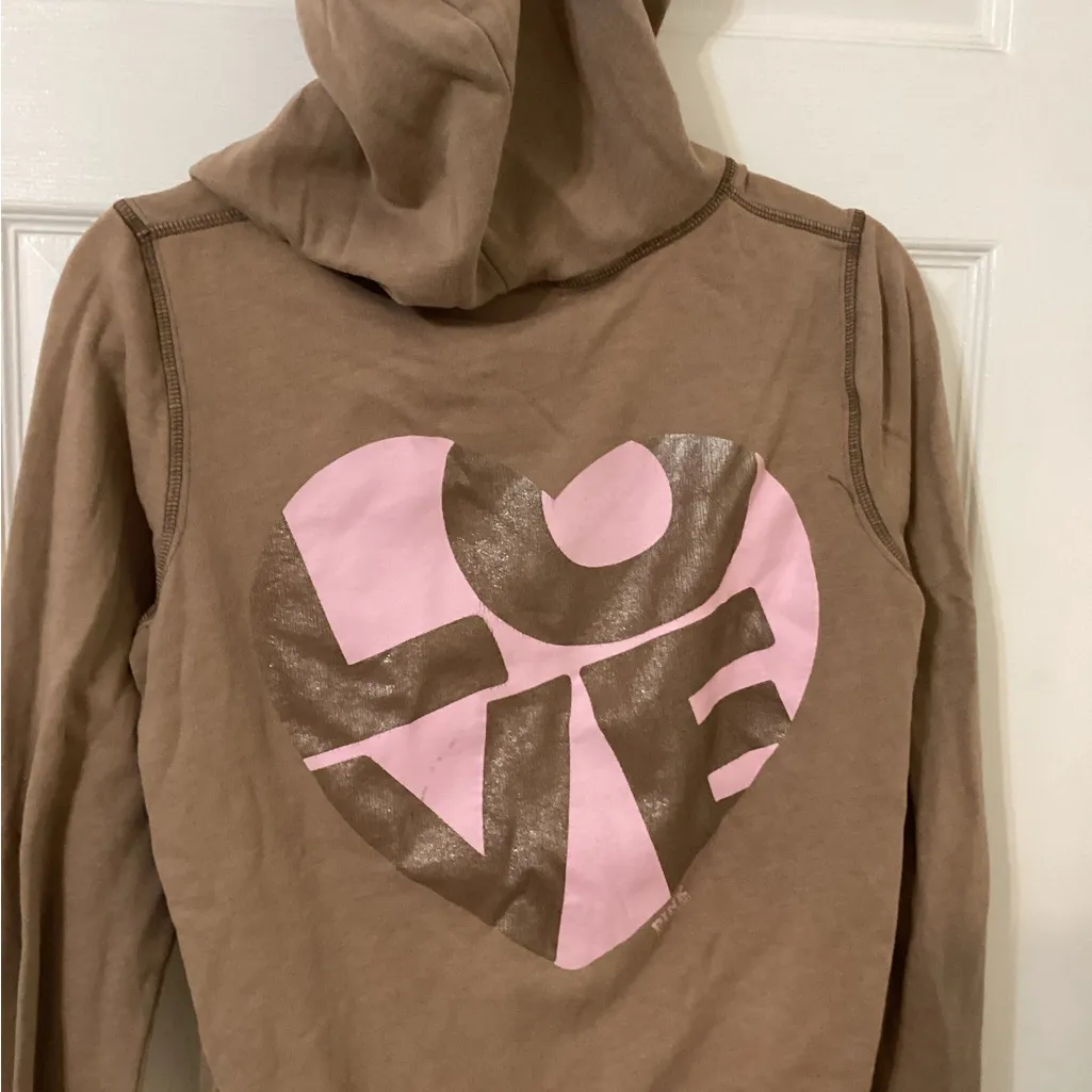 PINK Victoria's Secret Tan Fleece Hoodie - Image 6
