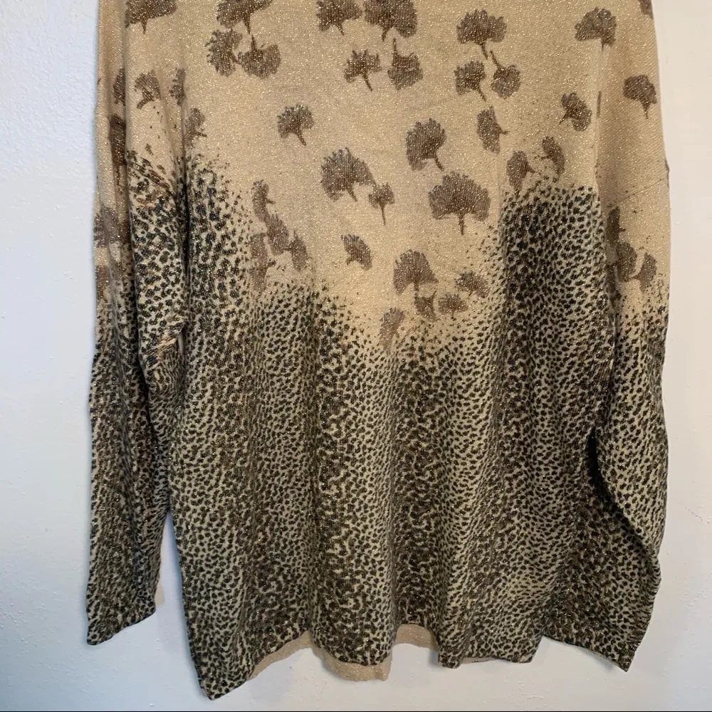 Vintage Neil’s Crewneck Sweater Animal Print Floral Tan Size XL - Image 3