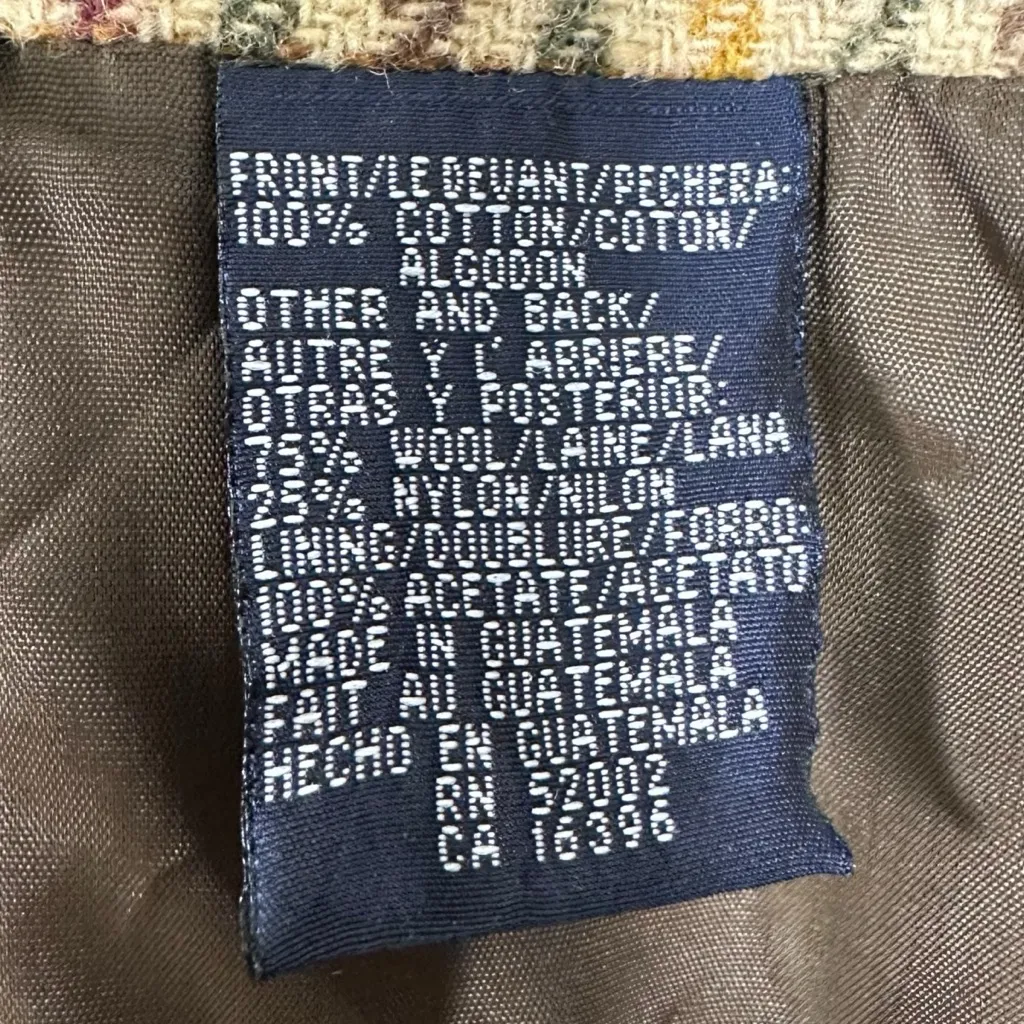 Vintage 90s Liz Claiborne Dark Academia Wool Floral Plaid Patchwork Vest Size 14 Brown - Image 4