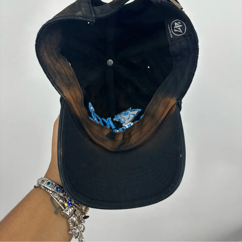 47 NFL Carolina Panthers Custom Bleach Splatter Dad Hat OS - Image 4