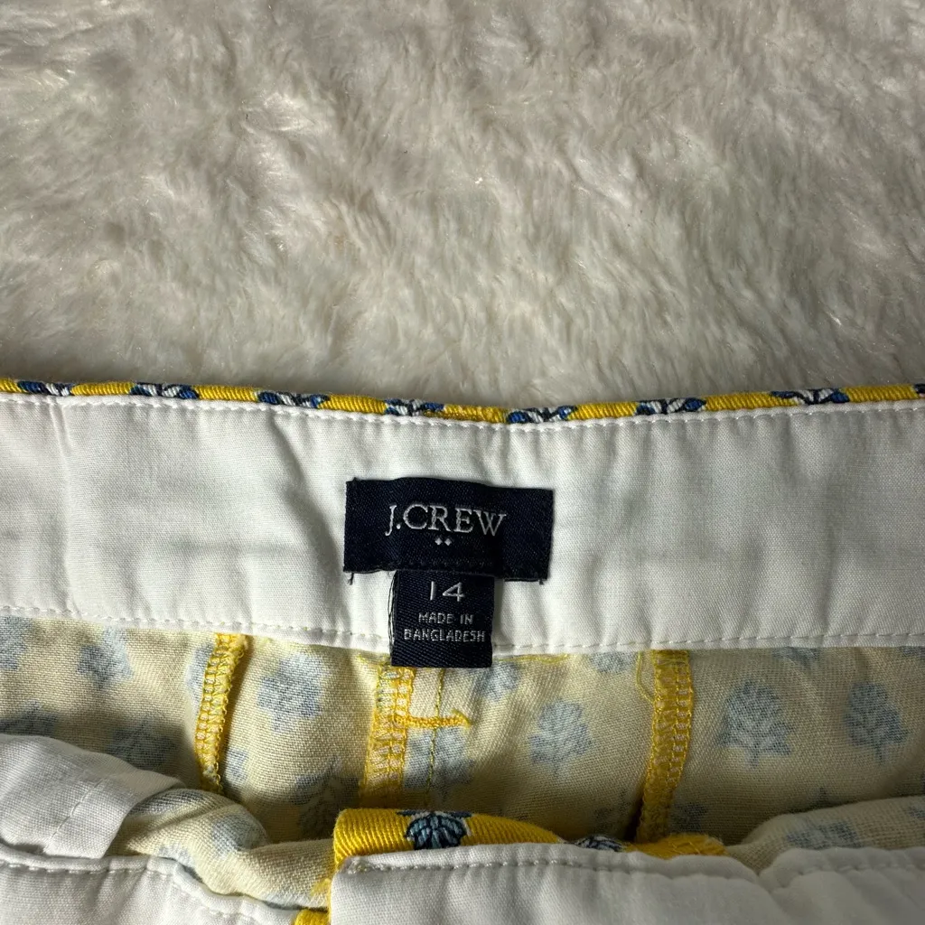 J. Crew Chino Shorts Yellow Blue Block Print Floral Summer Mini Shorts - Image 3
