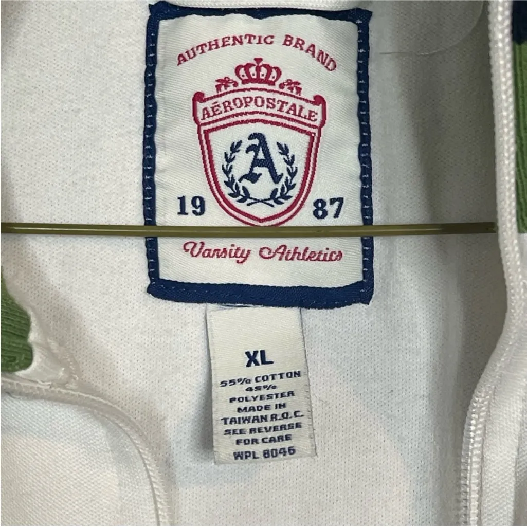 Aeropostale Varsity Athletics Woman’s Green & White Sporty Jacket Size XL - Image 5