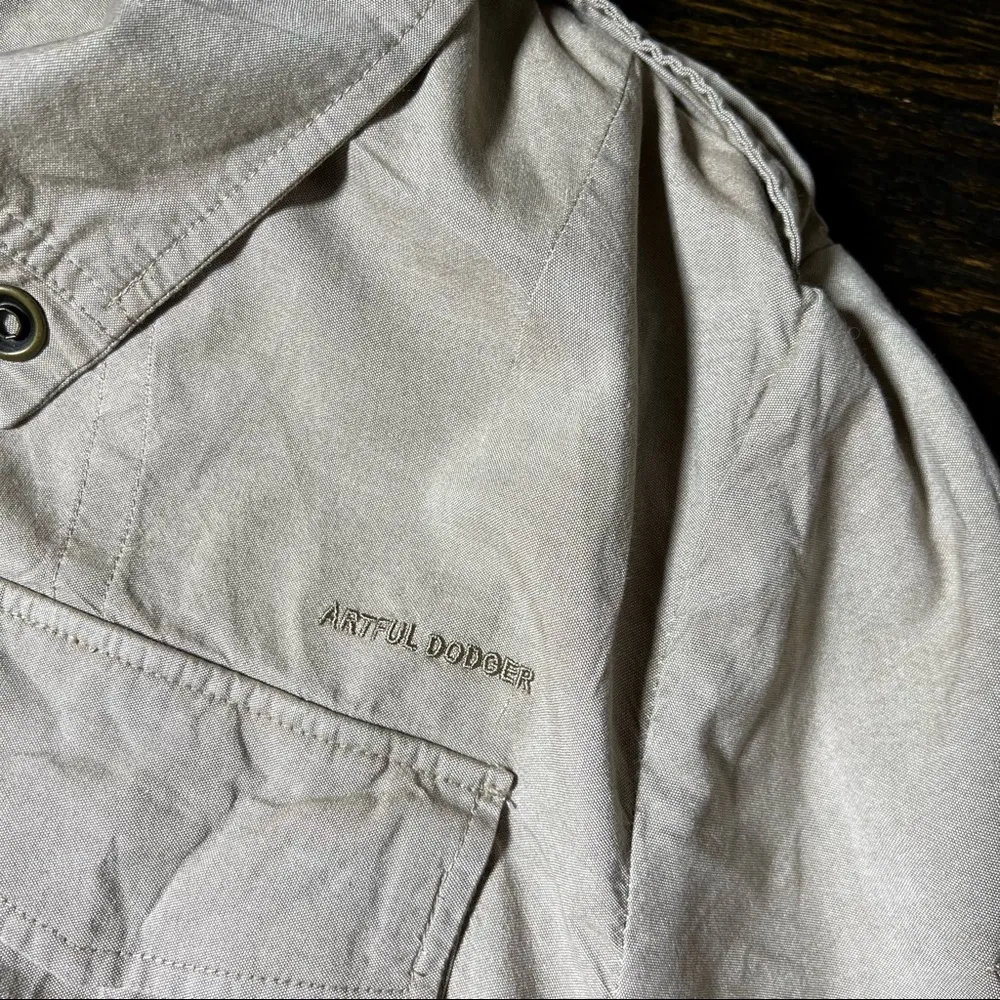 Artful Dodger Khaki 100% Cotton Button Up Utility Jacket Size XXL - Image 5