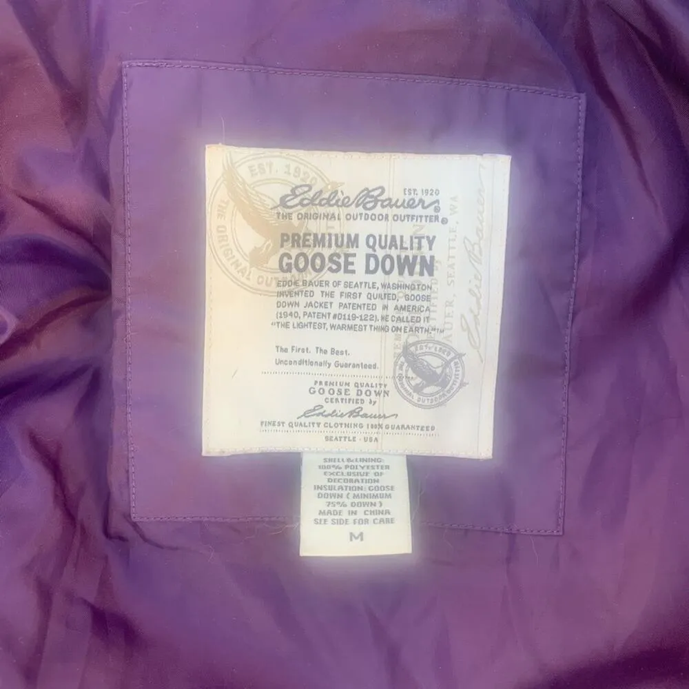 Eddie Bauer down feather filled purple puffer jacket MEDIUM - Image 3