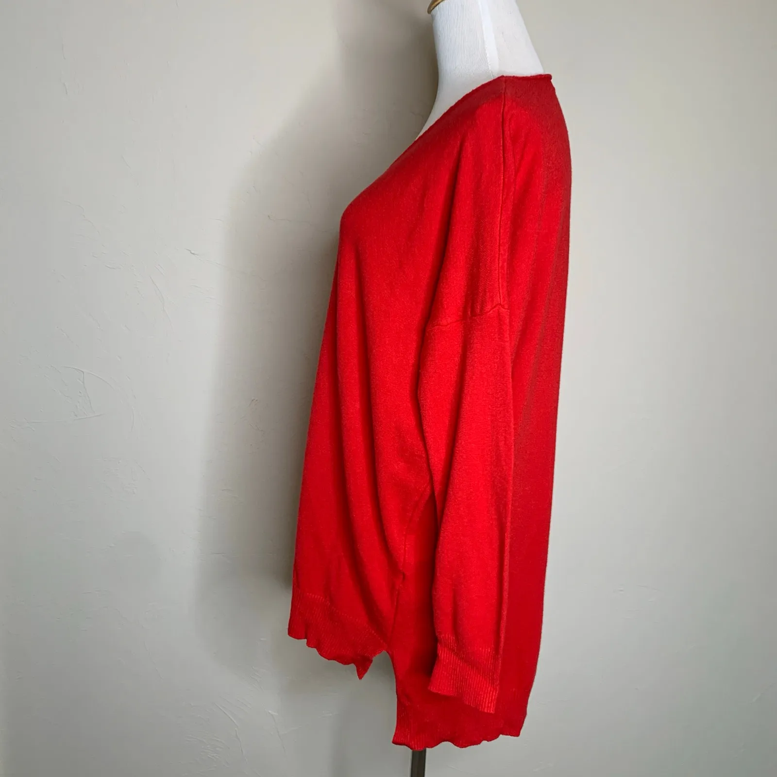 V Neck Red Sweater Sz Medium Small - Image 3