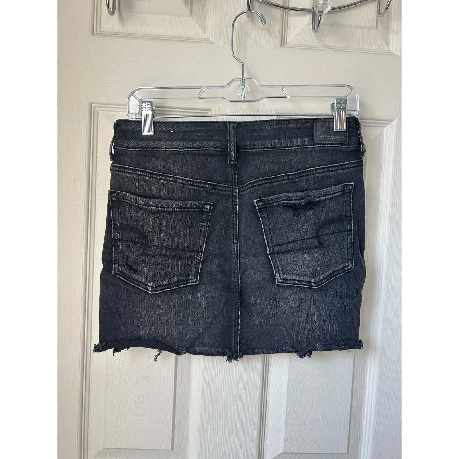 American Eagle Black High Rise Mini Jean Skirt - 6S - Image 3