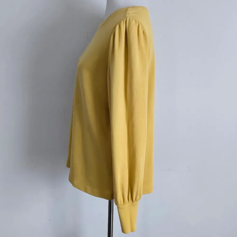 Loft Yellow Draped Sleeve Terry Crewneck Sweatshirt Size Medium - Image 3