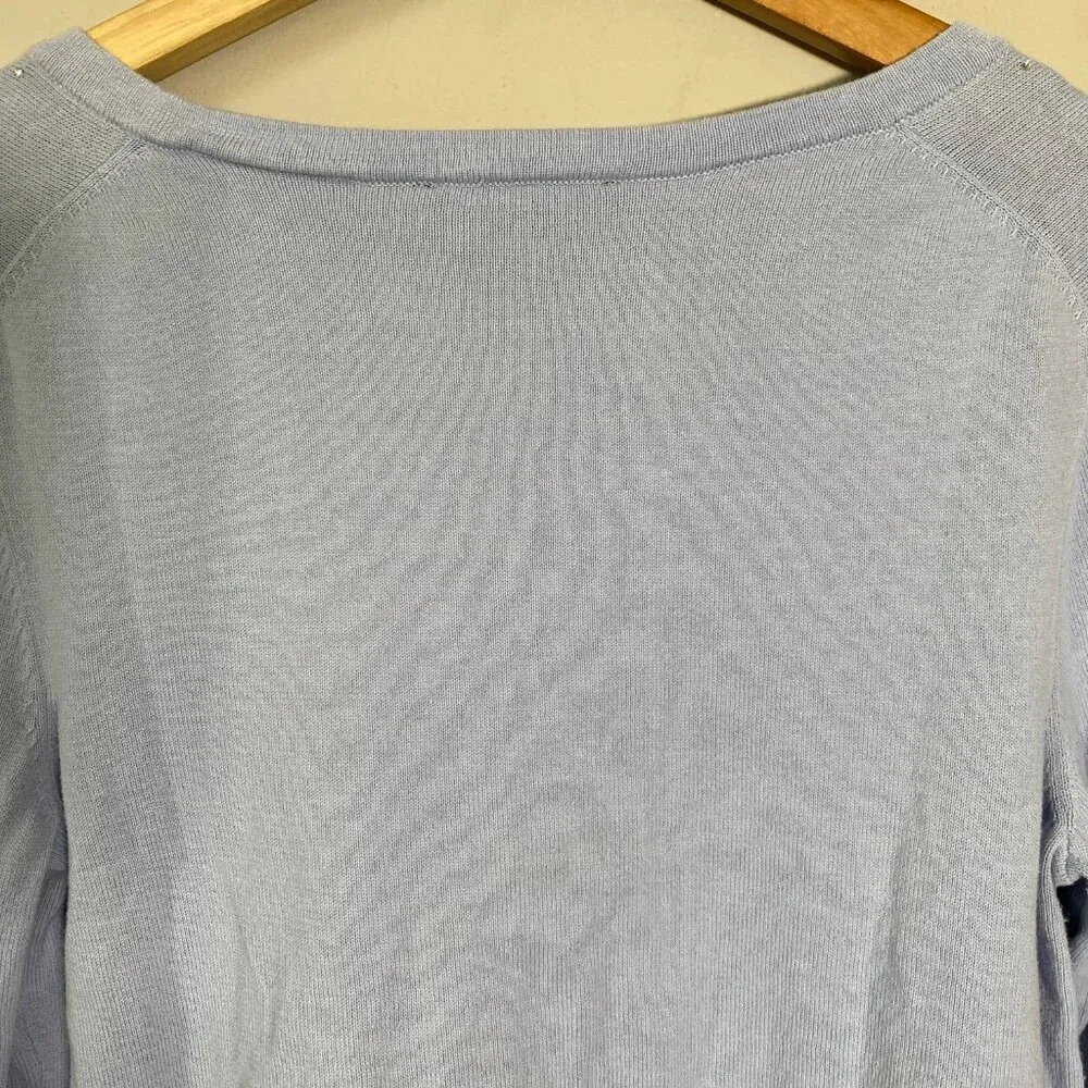 DKNY Women's Small Long Sleeve V-Neck Rhinestone Embellished Y2K Knit Sweater - Image 14