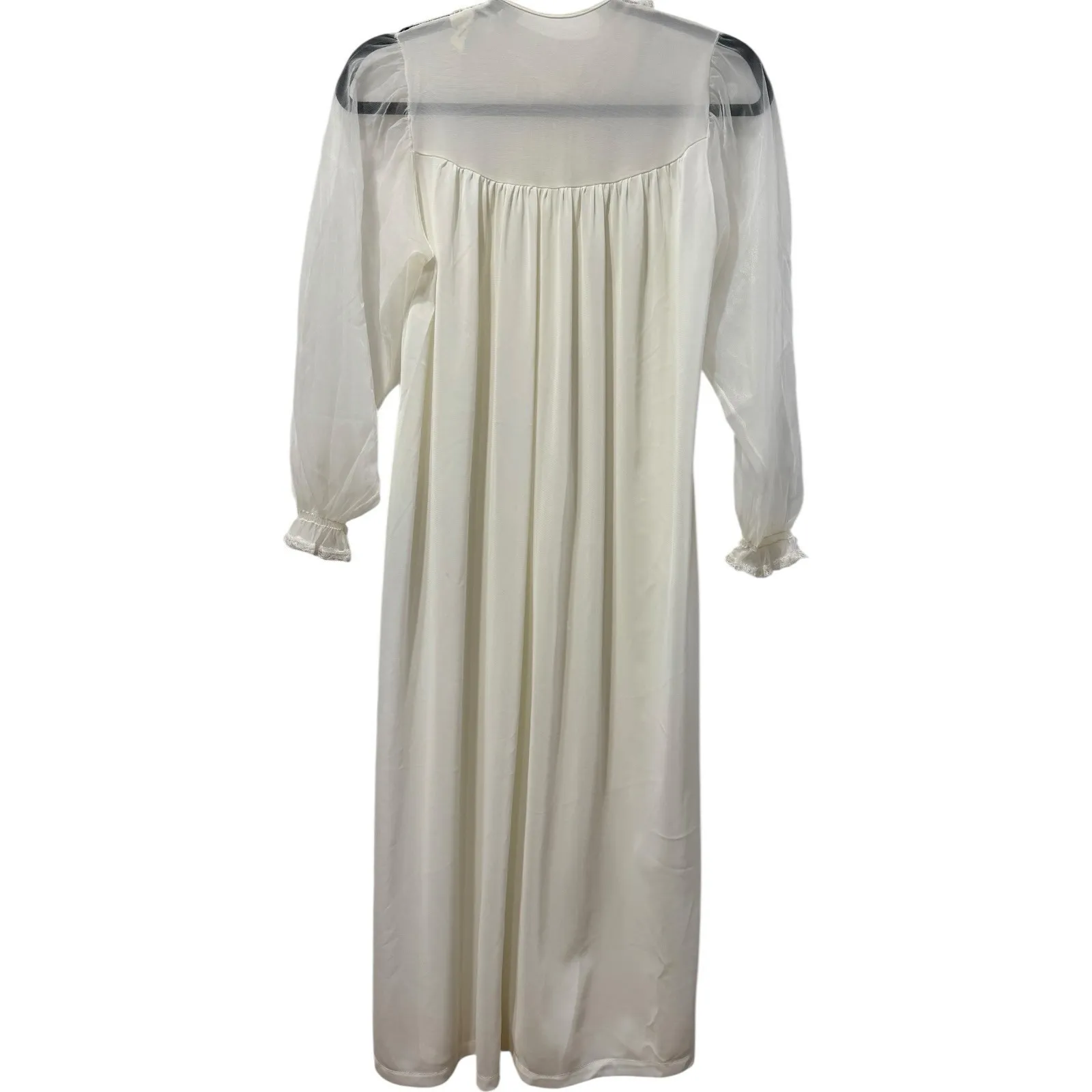 Vintage 60s Miss Elaine Ivory Lace Nylon Peignoir‎ Nightgown Small Bridal Size undefined - Image 2