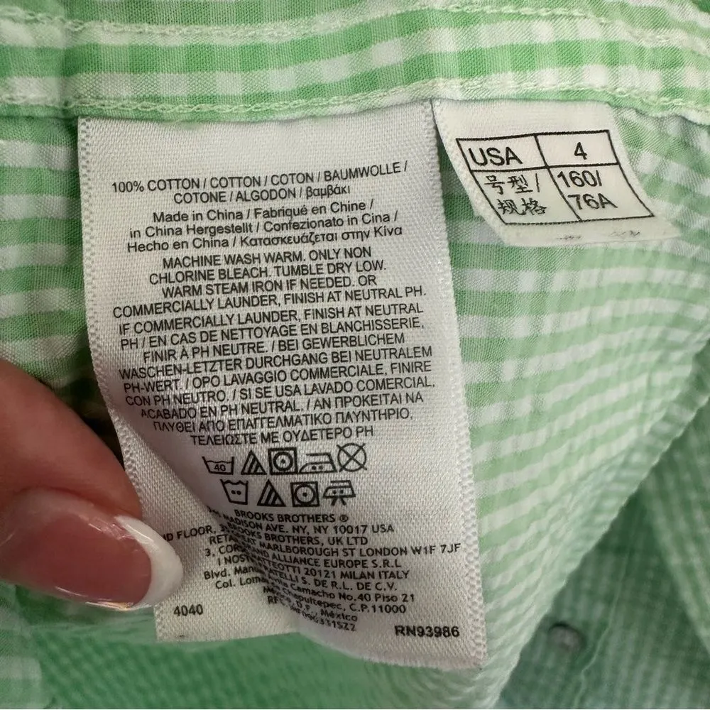 Brooks Brothers Gingham Button Down Shirt Cotton Women’s 4 Green Checkered - Image 6