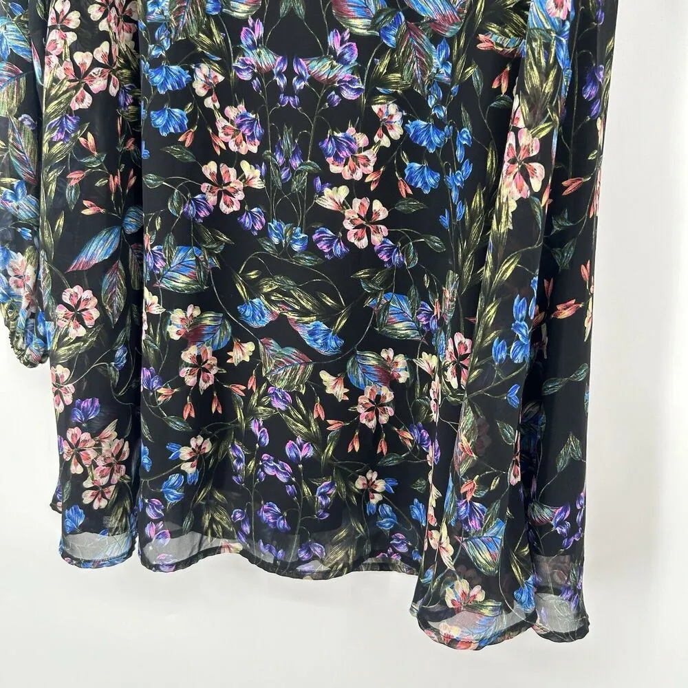 Donna Michelle Tunic Mini Dress Black Floral Flowy Size XS - Image 5