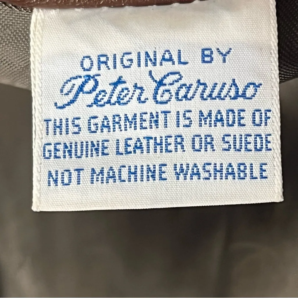 Peter Caruso Genuine Leather Lined Long Sleeves Double Breasted Trench Coat Brown Size M - Image 3