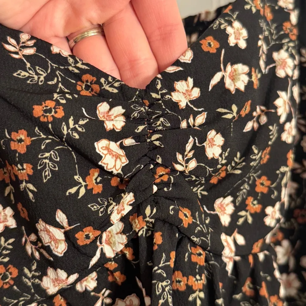 Lily Rose Women’s Black Floral Long Sleeve Cinch Front Baby Doll Dress Size XS - Image 6