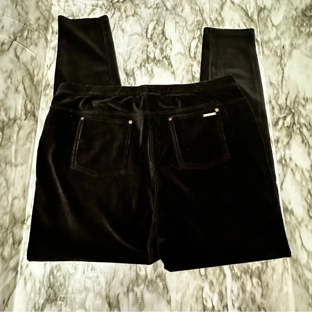 Michael Kors Black Velvet Leggings Jeggings Witchy Goth Dark Academia Pockets - Image 2