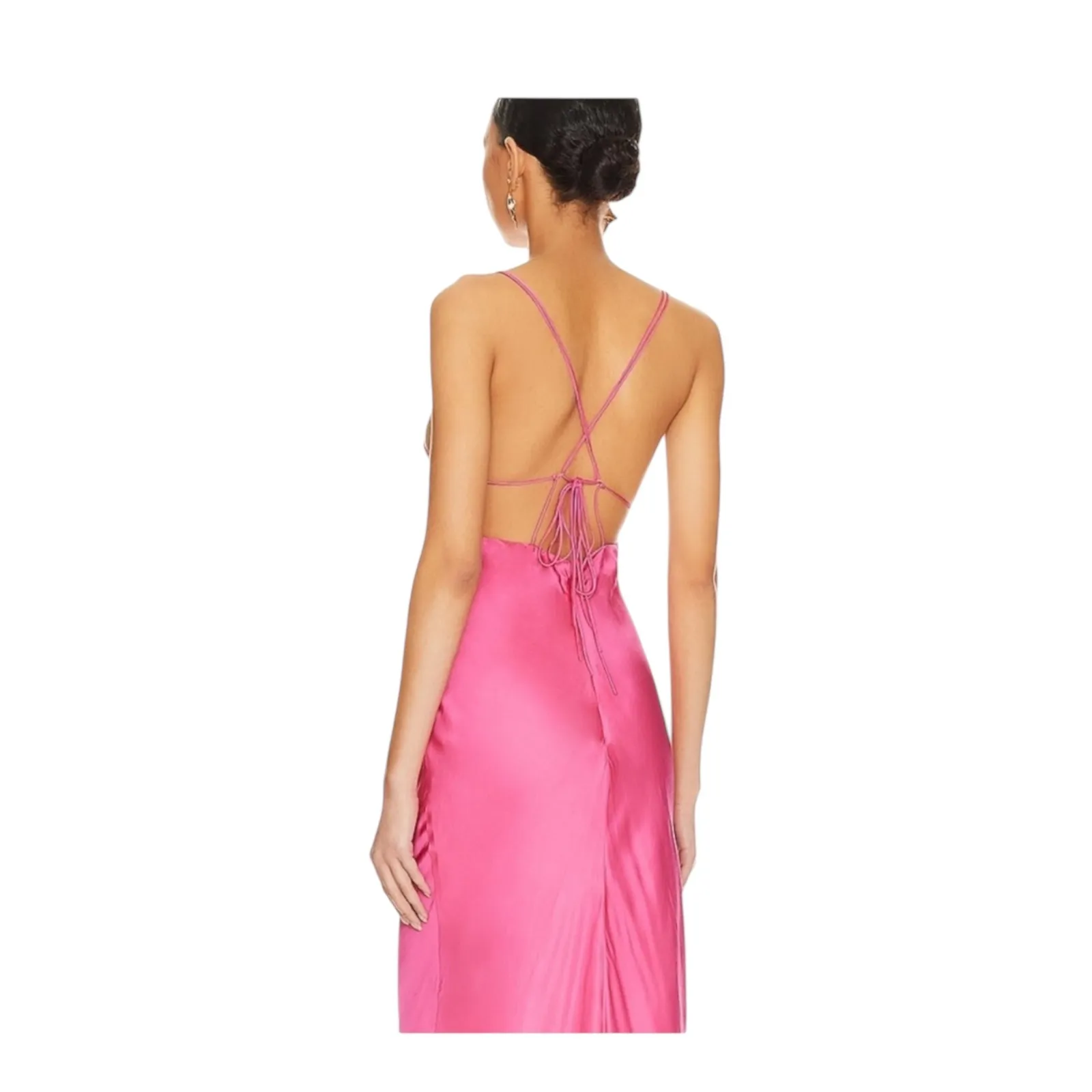 Revolve Bardot Lucia Midi Slip Dress Womens 10 Hot Pink Party Wedding Hoco - Image 3
