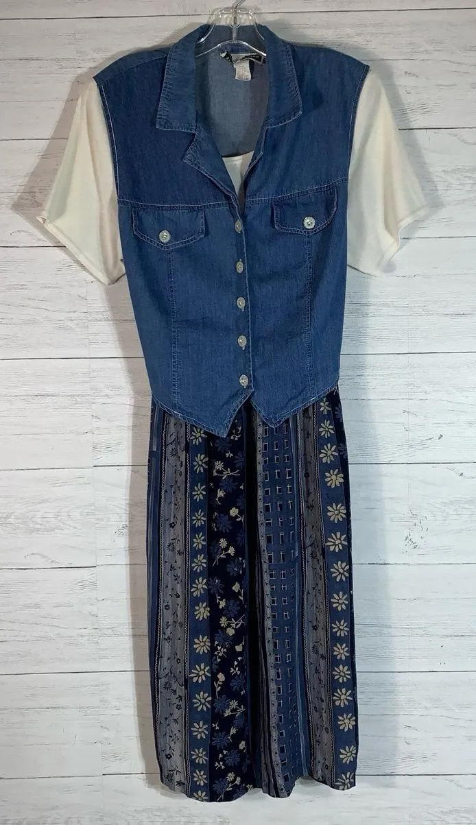 Vintage Stacey Tyler chambray vest midi dress size 18 - Image 7