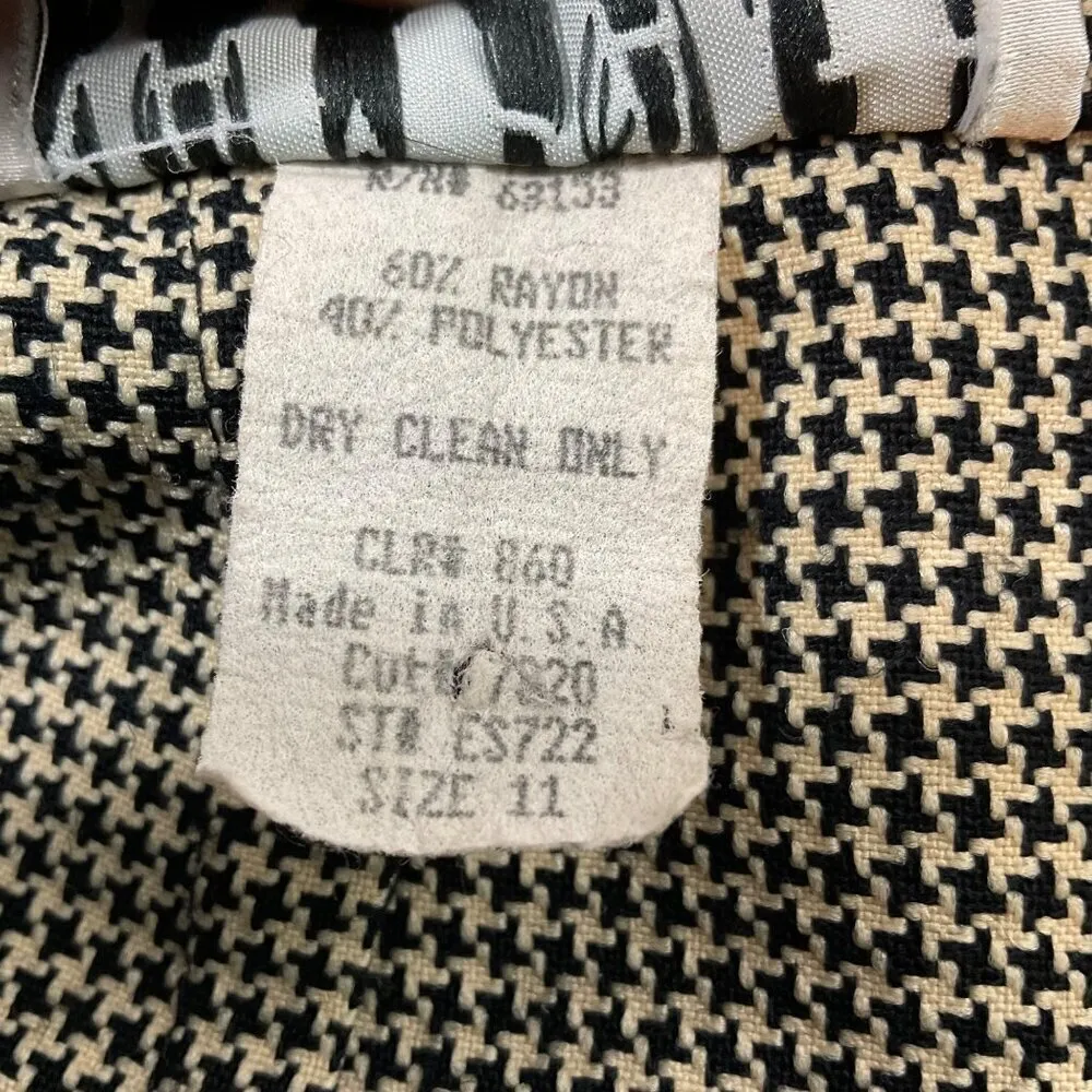 Rampage Skirt Y2K Womens‎ 11 Houndstooth Preppy Black Tan Academia Made USA VTG - Image 4
