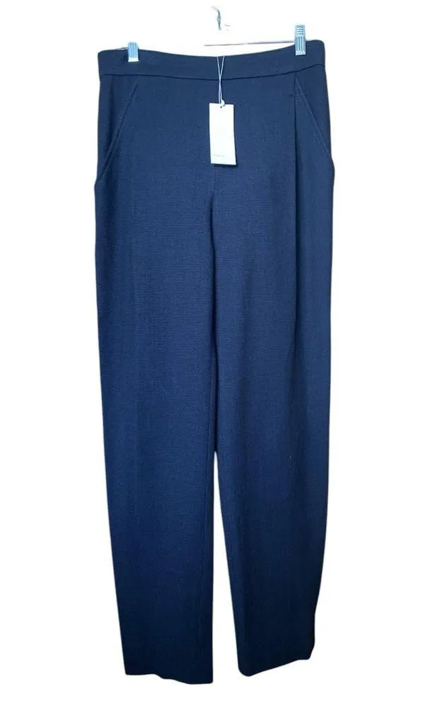 Women’s Navy Blue Wool Pull-On Waffle Knit Pleat Pant Size M - Image 4