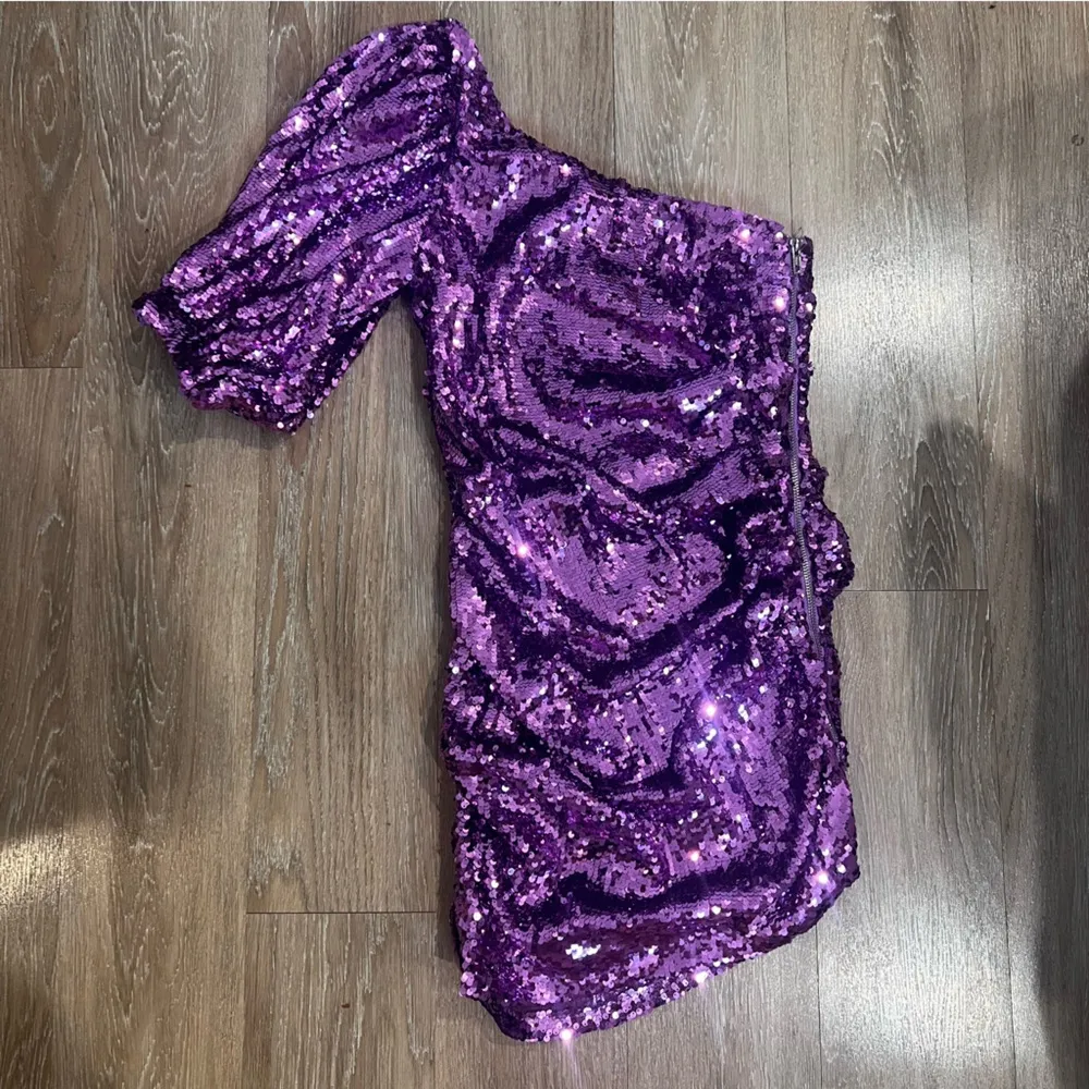 For Love & Lemons Madeleine Sequin Mini Dress in Purple - Image 2