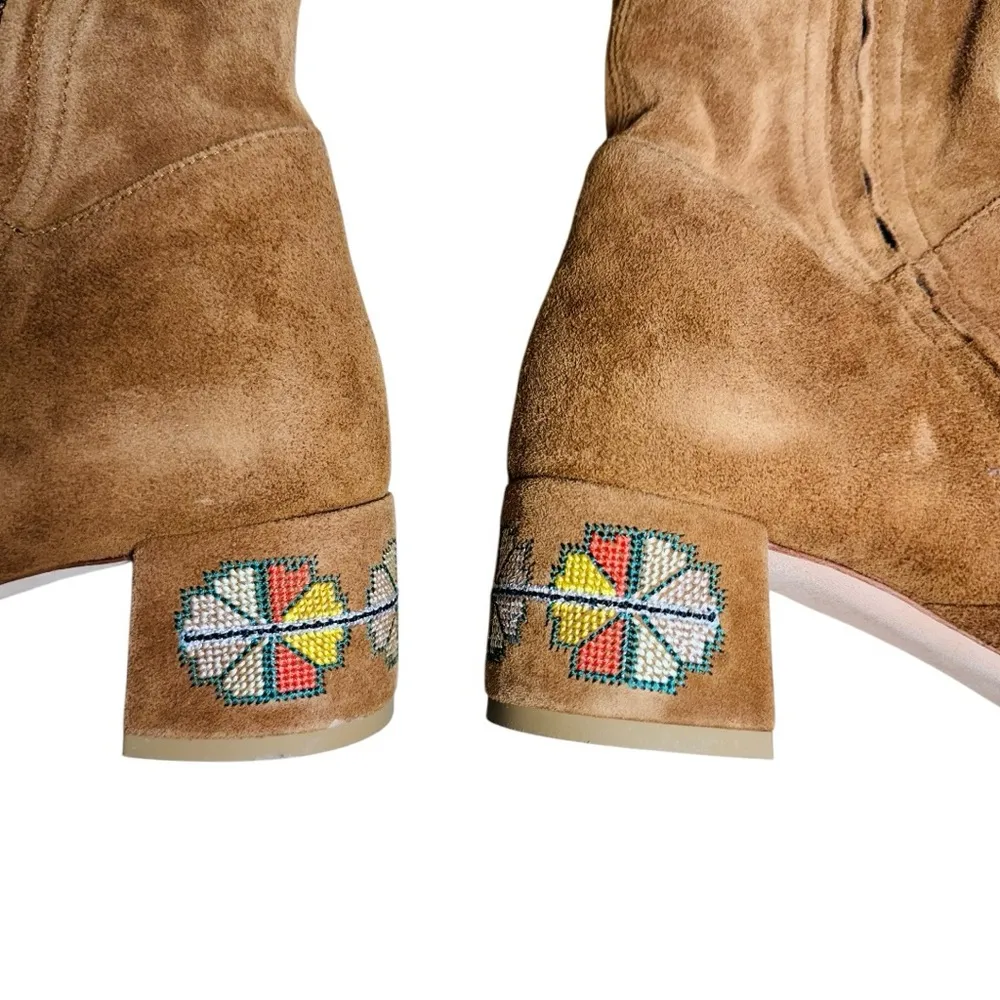 ETRO brown suede embroidered heel over the knee boots NEW Size 9 - Image 5