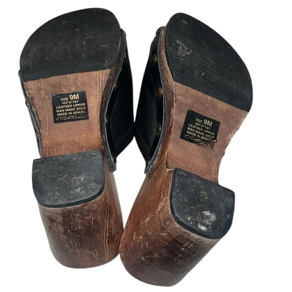 Bongo Women's Black Vintage Leather Sandals Size 9 M - Image 6