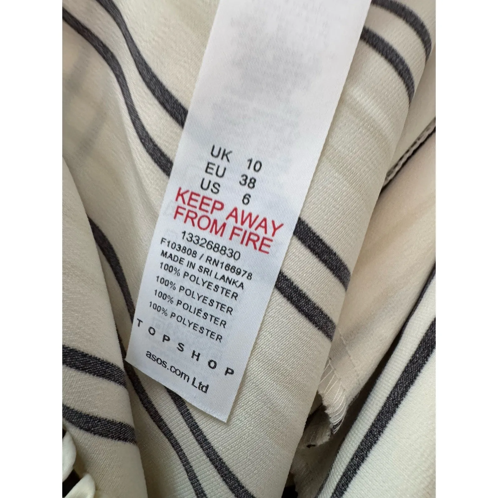 NWD TopShop Cream Striped Satin Wide Leg High Rise Pants Women’s Size 6 - Image 10