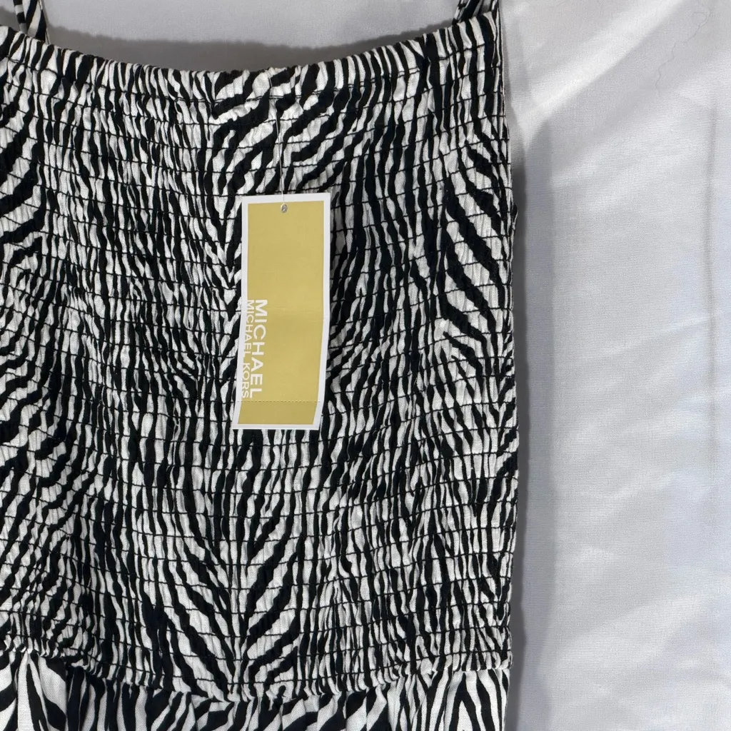Michael Kors Black and White Zebra Jumpsuit Capri Cropped size small nwt - Image 2