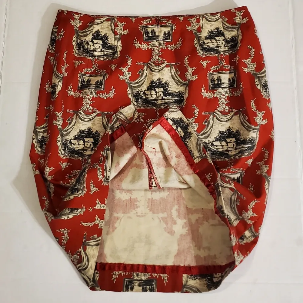 🔥SALE🔥Talbots Red Toile English Country Scenic Skirt - Image 5