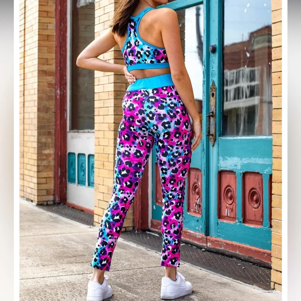 Lucky & Blessed Leopard Multi-Color leggings size Small workout activewear pants - Image 11
