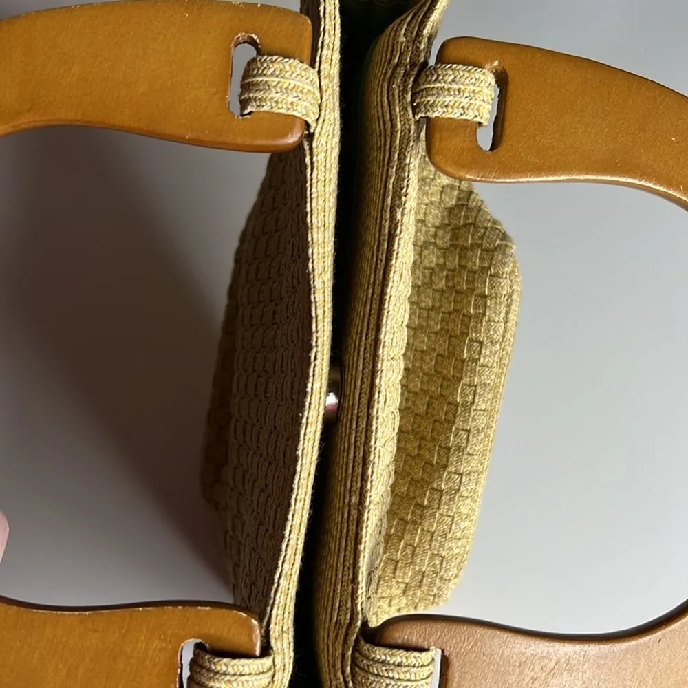 Talbots  Woven Bucket Purse w/ Wooden Handles - Image 7