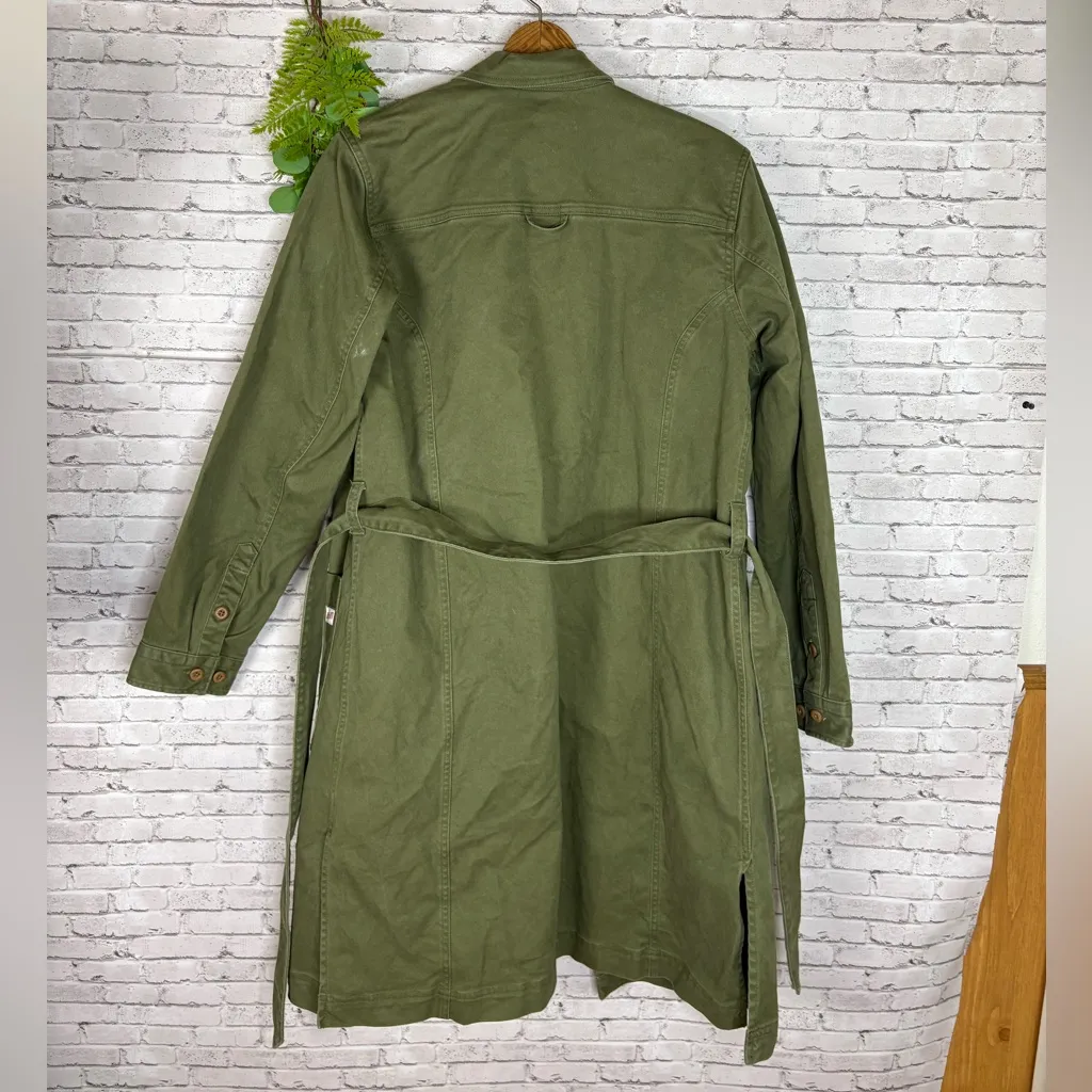 Duluth Trading Olive Green Canvas Utility Trench Jacket Size M - Image 5