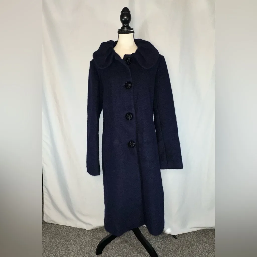 Ivanka Trump Boucle Collar Bejeweled Button Wool Blend Coat Size Lg Classy Regal - Image 2