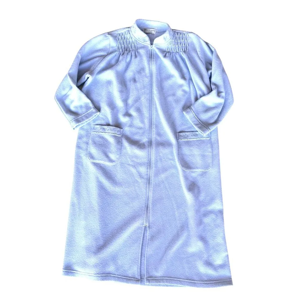 Miss Elaine Maxi Robe PL Petite Large Blue Fleece Zip Embroidered Flower… Size undefined - Image 5