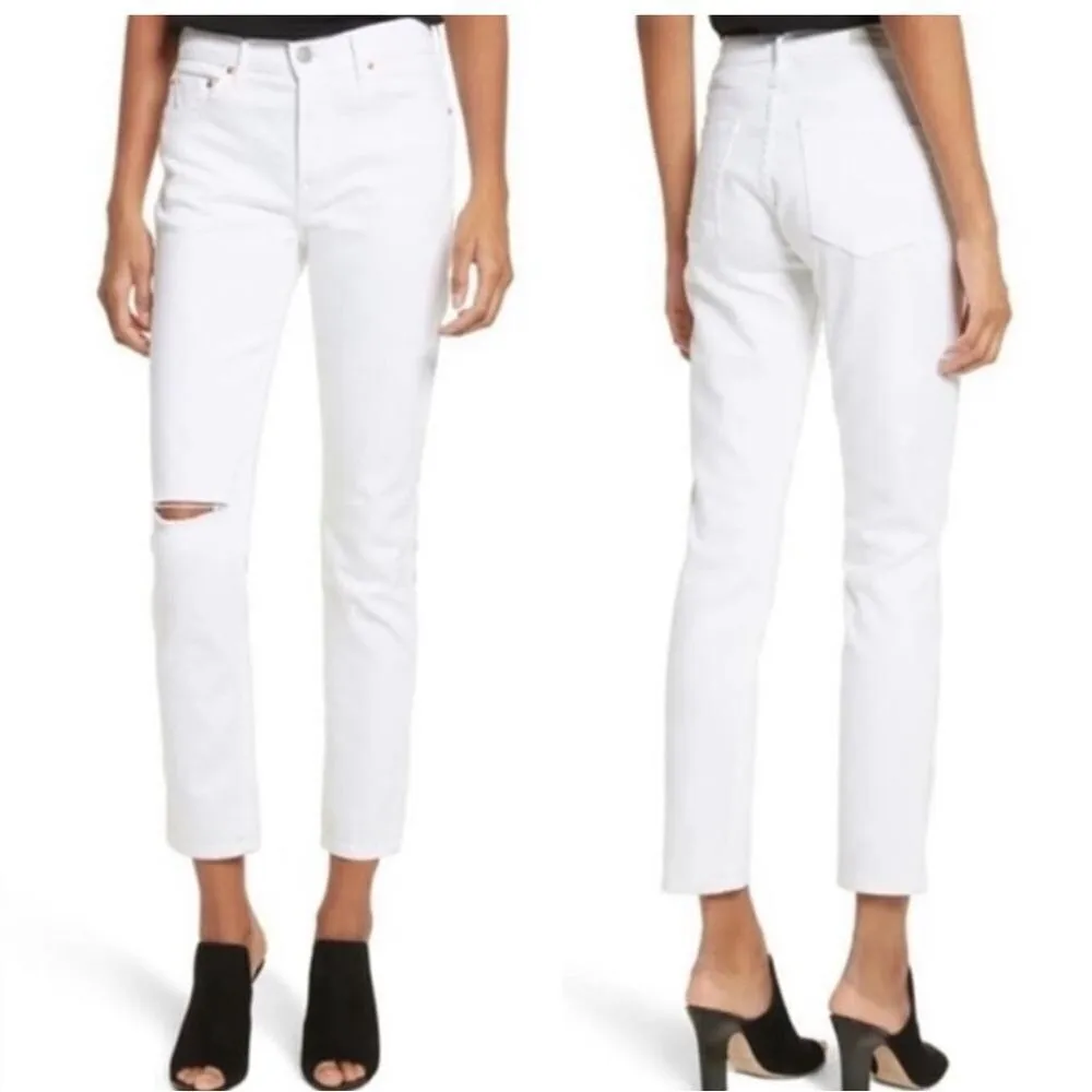 GRLFRND Naomi Florence High Rise White Distressed Jeans- Size 25 - Image 2