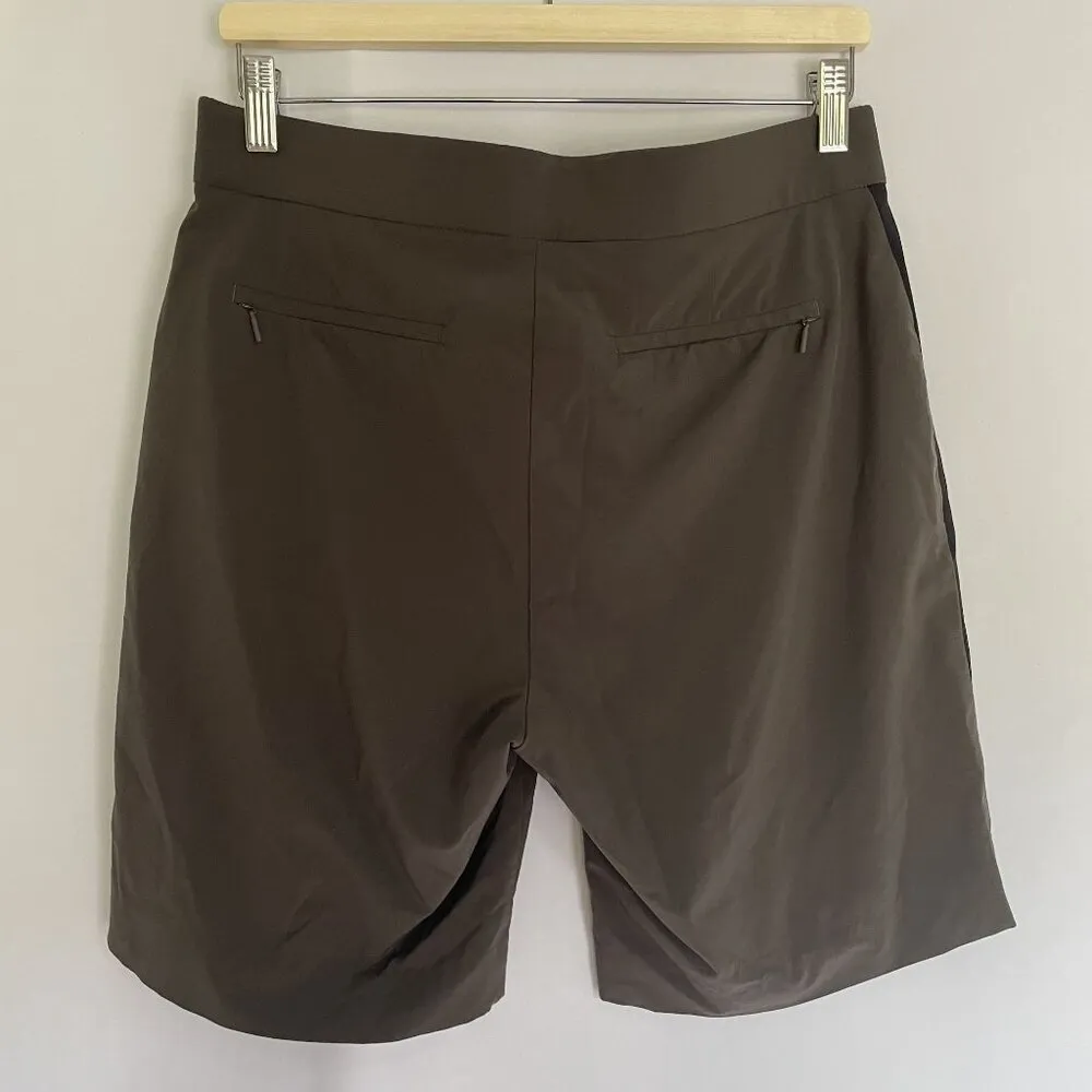 Athleta size 6 women's racer side stripe gray and black mid length summer shorts - Image 7