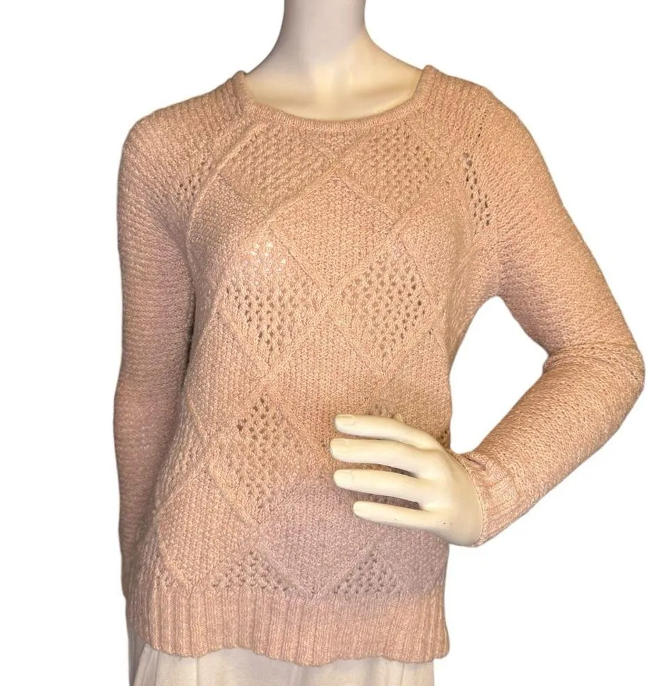 American Eagle Outfitters Pink Argyle Print Sweater Size Small. - Image 3