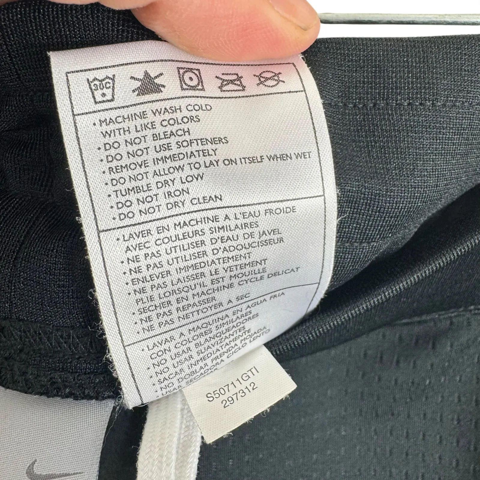 Nike Mesh Black White Blue Stripe Straight Leg Drawstring Athletic Pants‎ Size L - Image 7