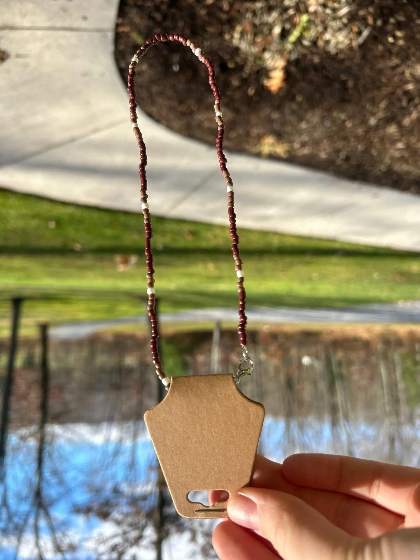 Handmade Brown Beaded Necklace - Image 2