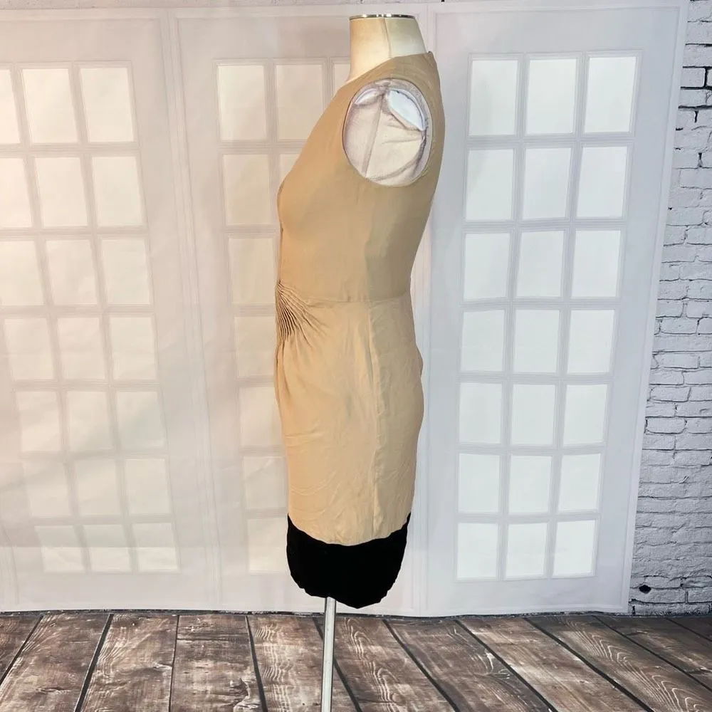 Diane Von Furstenberg Kayley Silk Cinched Accent Tan Black Sheath Dress Sz 0 - Image 7