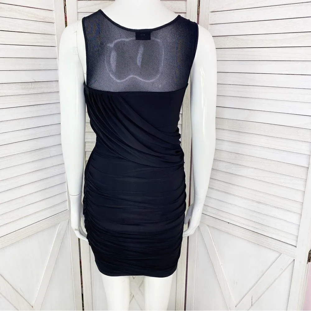 Vintage Fredricks Of Hollywood Ruched Bodycon Mini Dress Black Small Black - Image 5