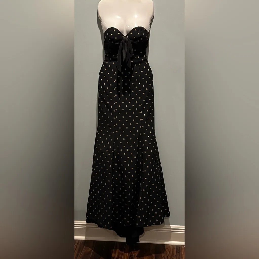 Jovani Black/Gold polka dots sweetheart strapless fitted bodice mermaid dress - Image 11