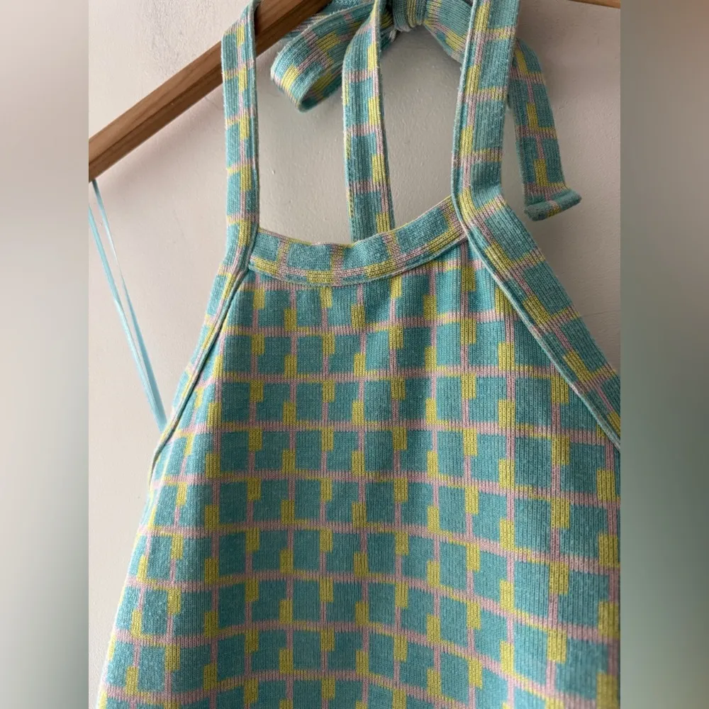 Zara Blue and Green Geometric Print Halter Top - Image 3