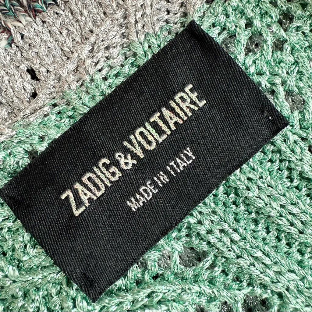 Zadig & Voltaire Jessy Silver Metallic Knit Midi Dress Sz S - Image 12