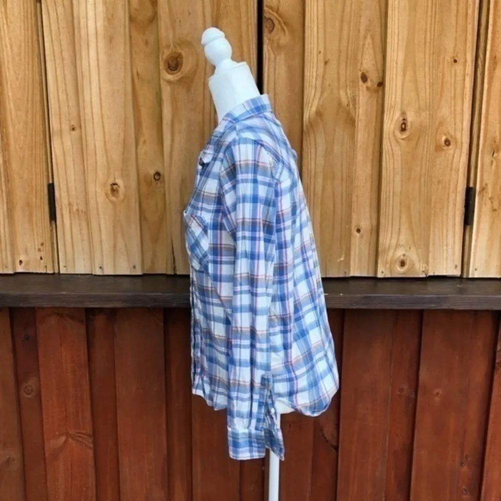Mudd Flannel Blue Plaid Shirt Size M - Image 3
