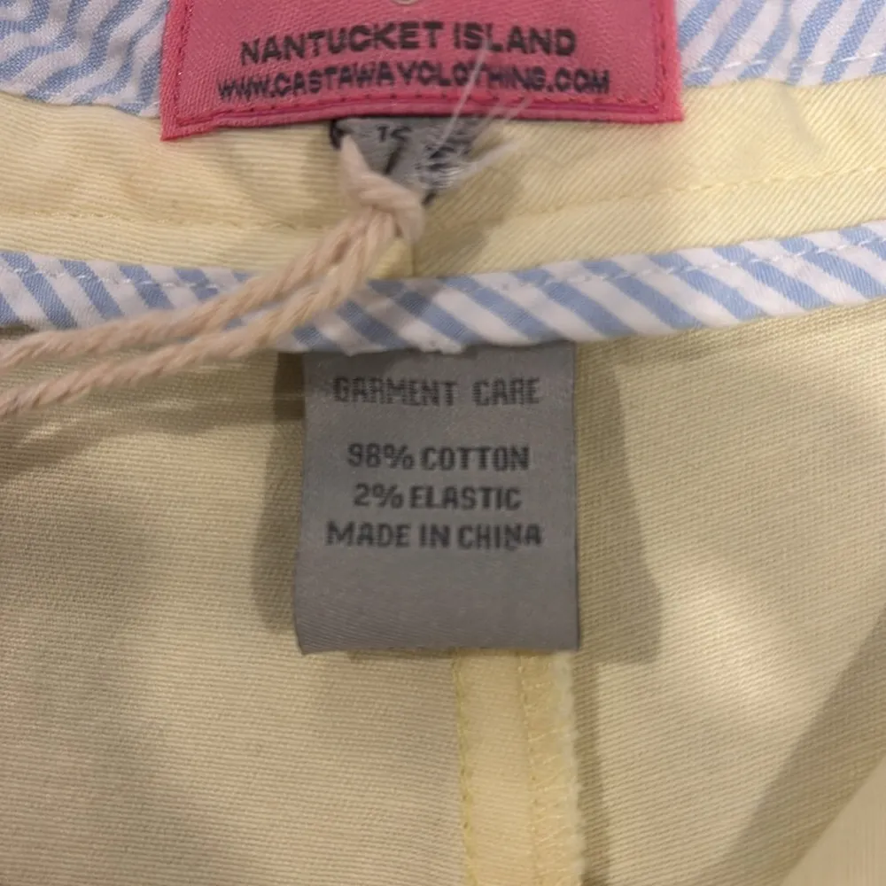 Castaway Nantucket yellow spicy margarita stretch twill cotton 4” shorts Size 12 - Image 12