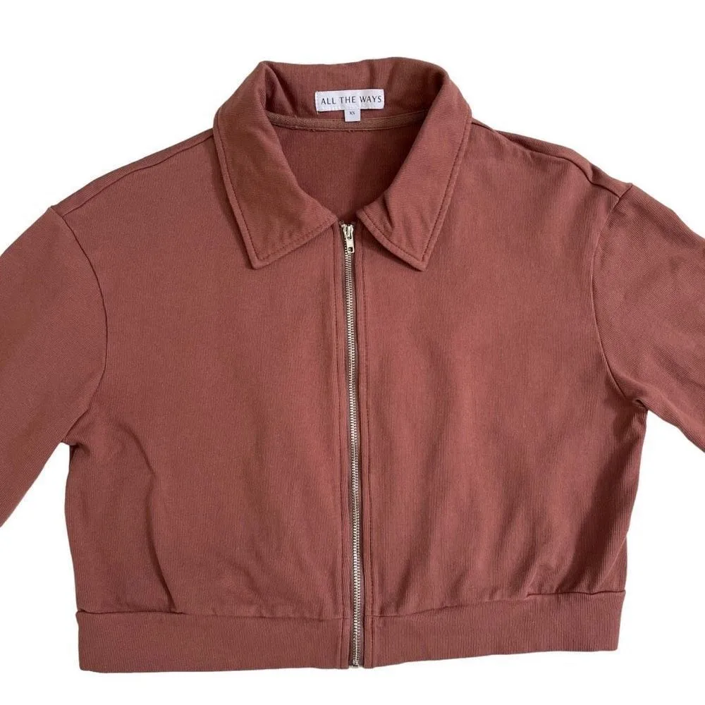 ALL THE WAYS Stasia Zip Up in Brown‎ Brown Size XS - Image 4