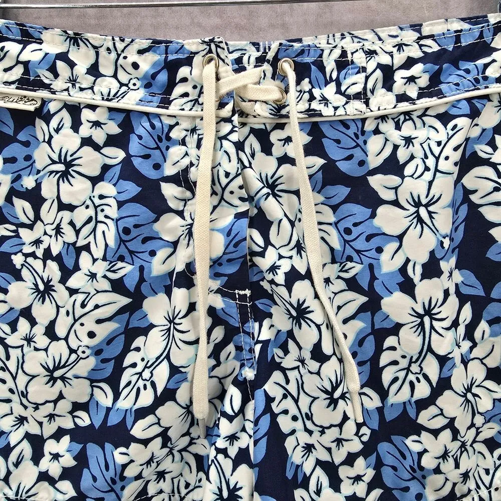 Skyo Blue White Floral Mini Board Pants Shorts Bottom Swimwear 7 Size undefined - Image 4