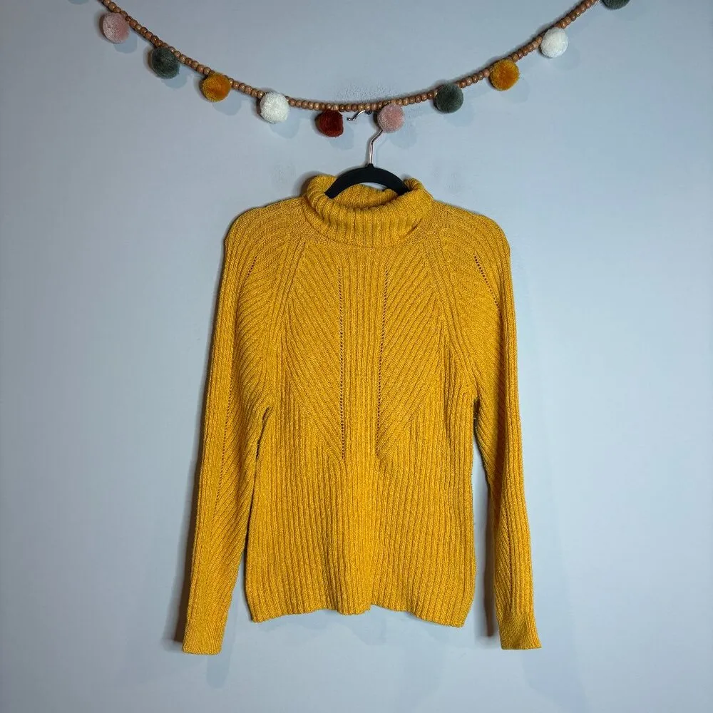 Sundance Toasty Dimensions goldenrod silk blend ribbed turtleneck sweater - Image 2