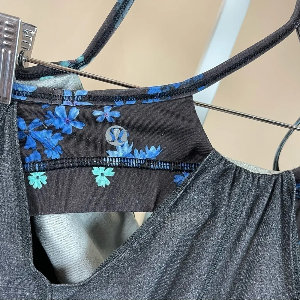 Lululemon Size 8 Roll Out Tank Heathered Black Petal Pop Yoga Flowy Boho Floral - Image 8