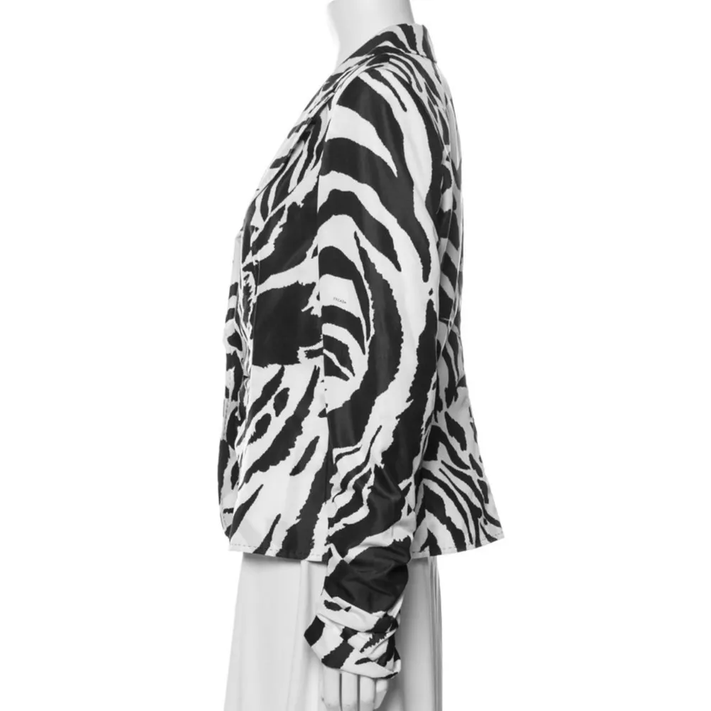 ESCADA Zebra Print Blazer Cropped Jacket Animal Print Black White Stripe 40 US L Multiple Size L - Image 3